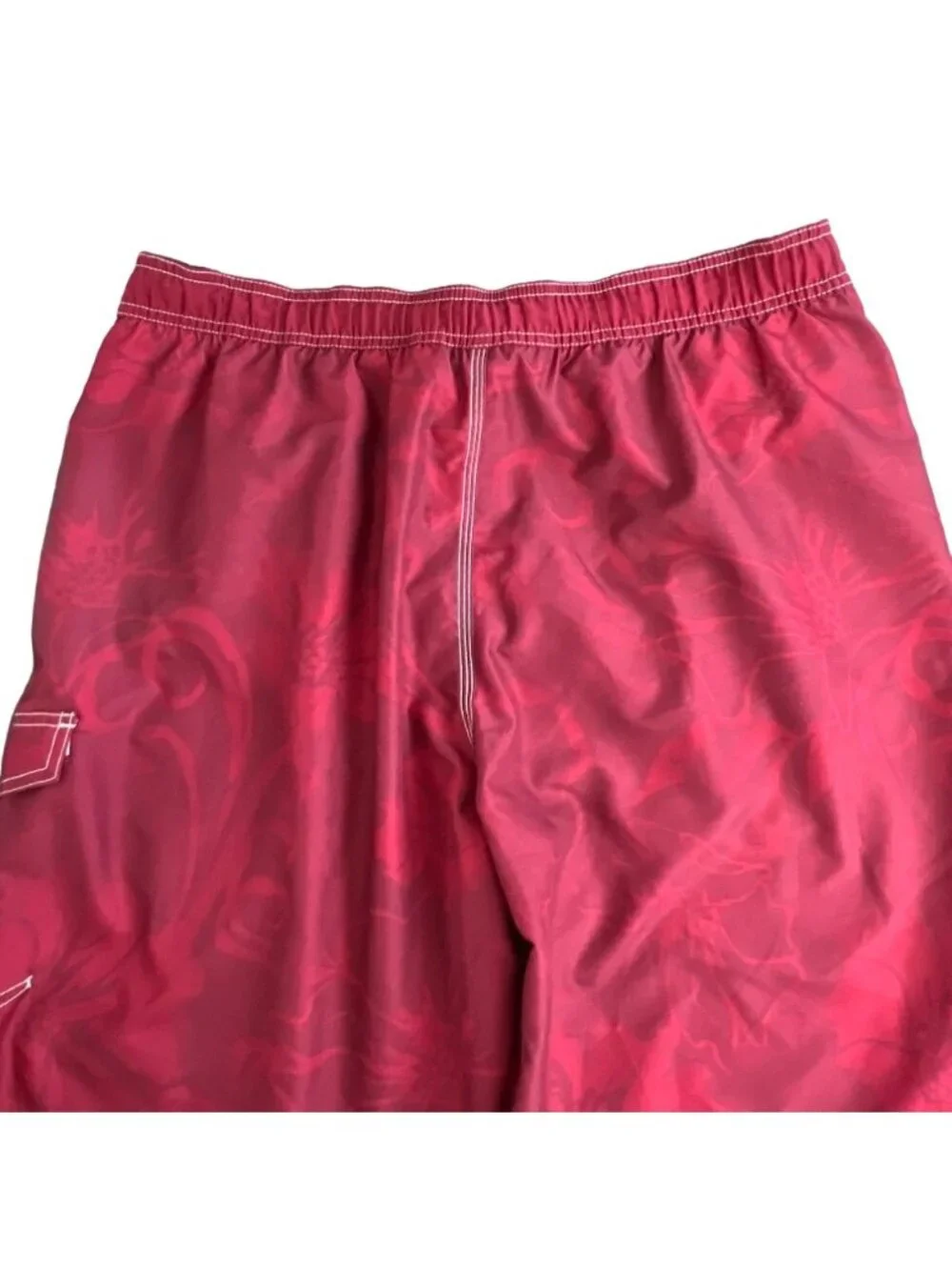 Speedo Mens Size Large Red Floral Watermark E-Board Shorts EUC